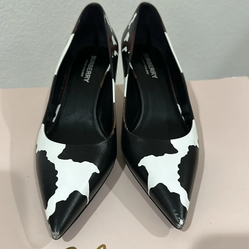 BURBERRY aubri animal print pumps heels pointed toe cow printed authentic - Picture 6 of 7
